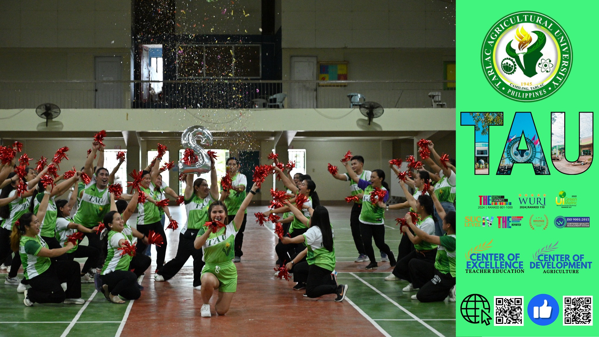 𝐂𝐀𝐏𝐓𝐔𝐑𝐄𝐃 𝐈𝐍 𝐋𝐄𝐍𝐒 | Four teams from Tarlac Agricultural University (TAU) electrify the crowd with their three-minute yells as part of the Civil Service Commission (CSC) SportsFest Kickoff on 13 September