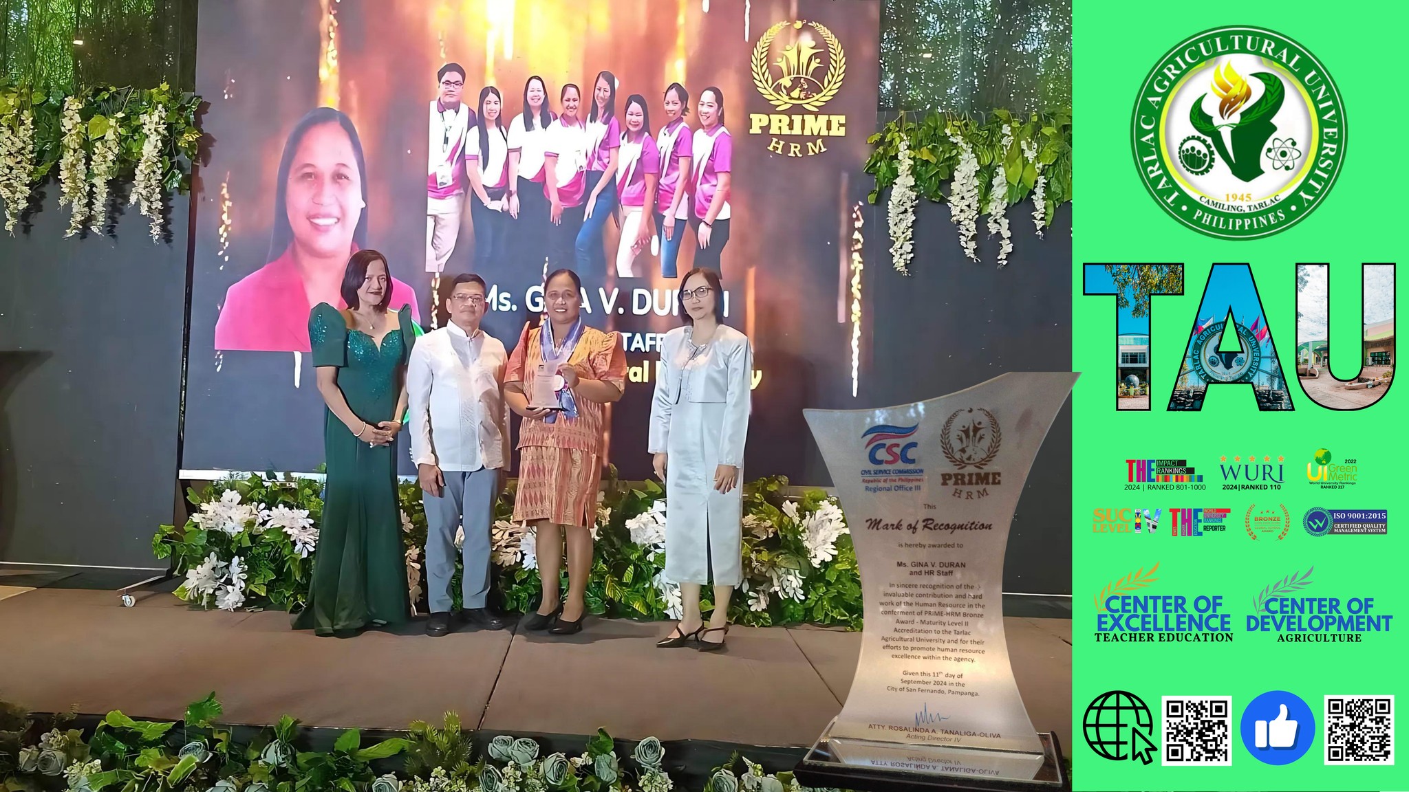 𝐌𝐈𝐋𝐄𝐒𝐓𝐎𝐍𝐄𝐒 | CSC cites TAU for promoting excellence in human resource