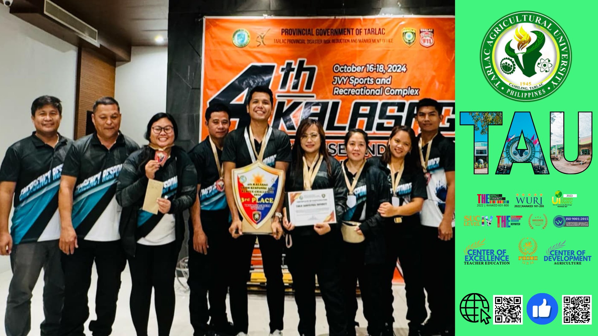 𝐂𝐇𝐑𝐎𝐍𝐈𝐂𝐋𝐄𝐒 | TAU bags 3rd place in KALASAG Rescue Challenge 2024