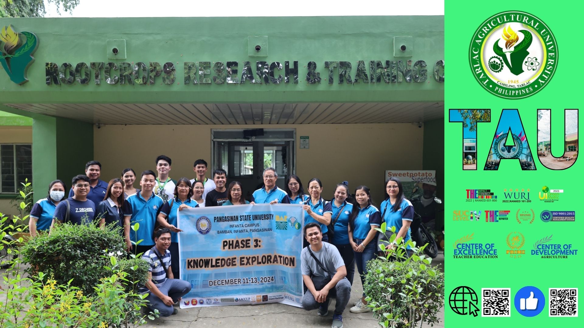 𝐂𝐀𝐏𝐓𝐔𝐑𝐄𝐃 𝐈𝐍 𝐋𝐄𝐍𝐒 | Delegates from the Pangasinan State University (PSU) - Infanta Campus pay a visit to the Tarlac Agricultural University’s (TAU) Rootcrops Research and Training Center (RRTC), 11 December